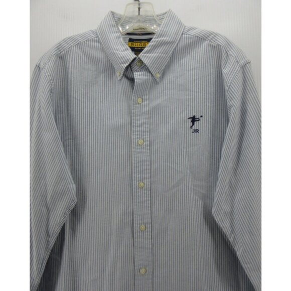 Ralph Lauren Rugby Shirt Large University Oxford Striped Button Down - Picture 2 of 11